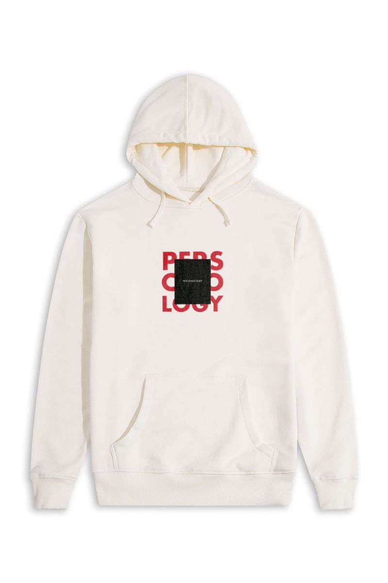 Ecru Premium Cotton Square Personology Design Pullover Hoodie