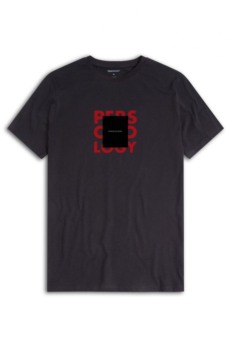 Black Soft Fabric Square Personology Design Short Sleeve Tee