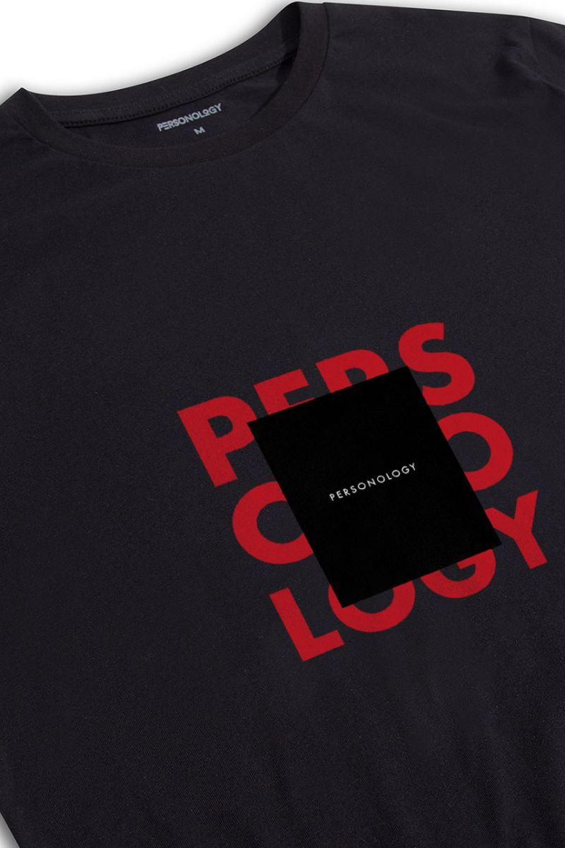 Black Soft Fabric Square Personology Design Short Sleeve Tee