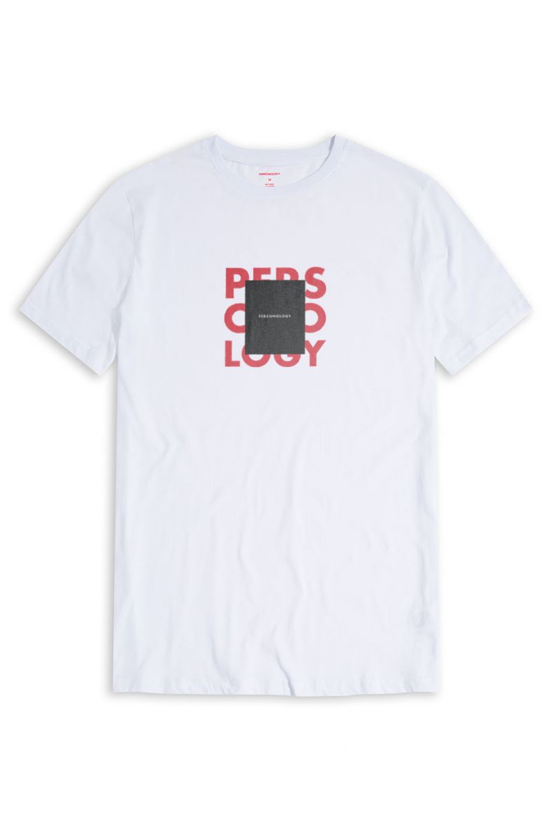 White Soft Fabric Square Personology Design Short Sleeve Tee