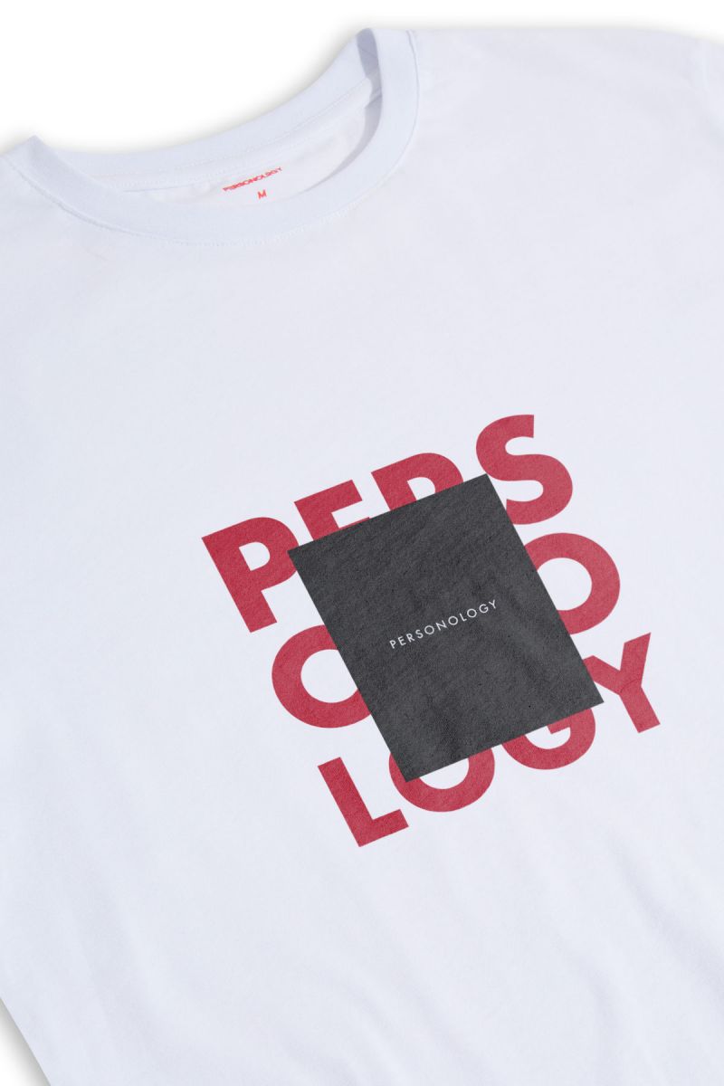 White Soft Fabric Square Personology Design Short Sleeve Tee