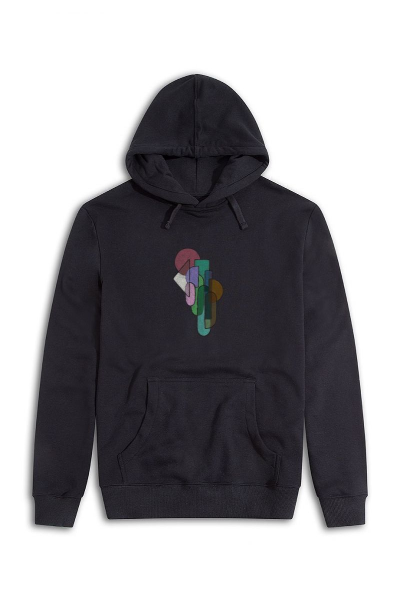 Black Premium Cotton Stained Glass Design Pullover Hoodie