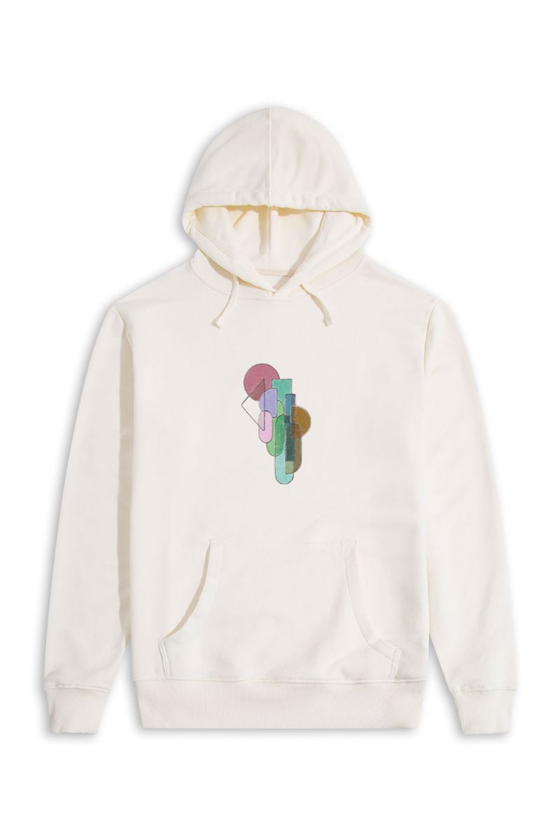 Ecru Premium Cotton Stained Glass Design Pullover Hoodie