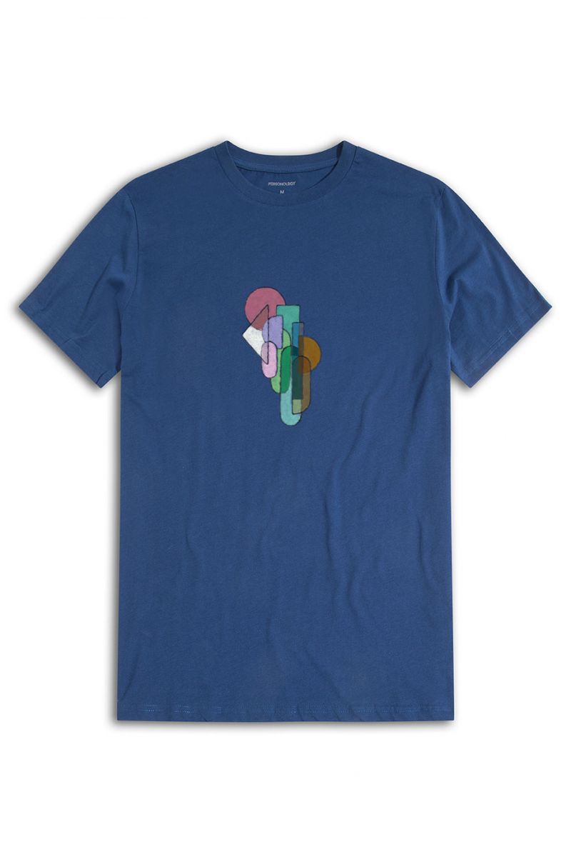 Navy Soft Fabric Stained Glass Design Short Sleeve Tee