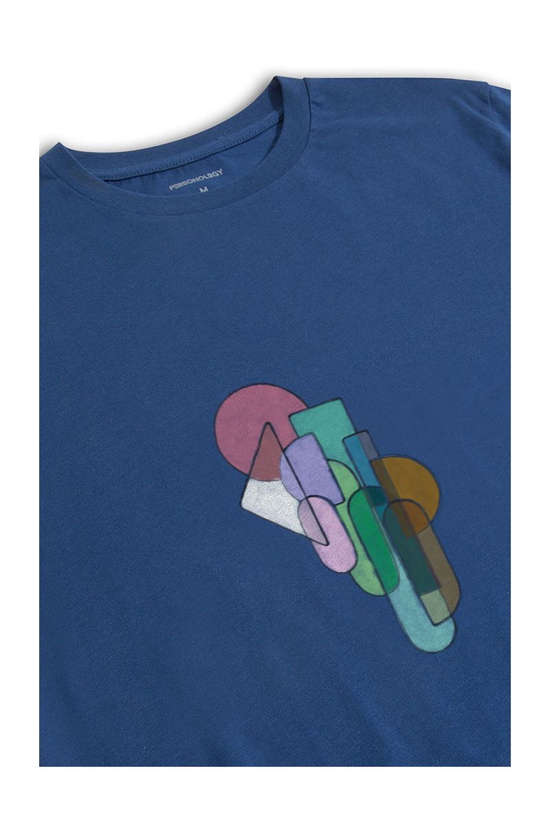 Navy Soft Fabric Stained Glass Design Short Sleeve Tee