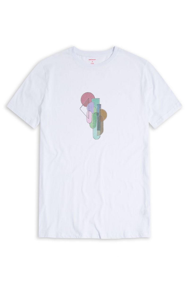 White Soft Fabric Stained Glass Design Short Sleeve Tee