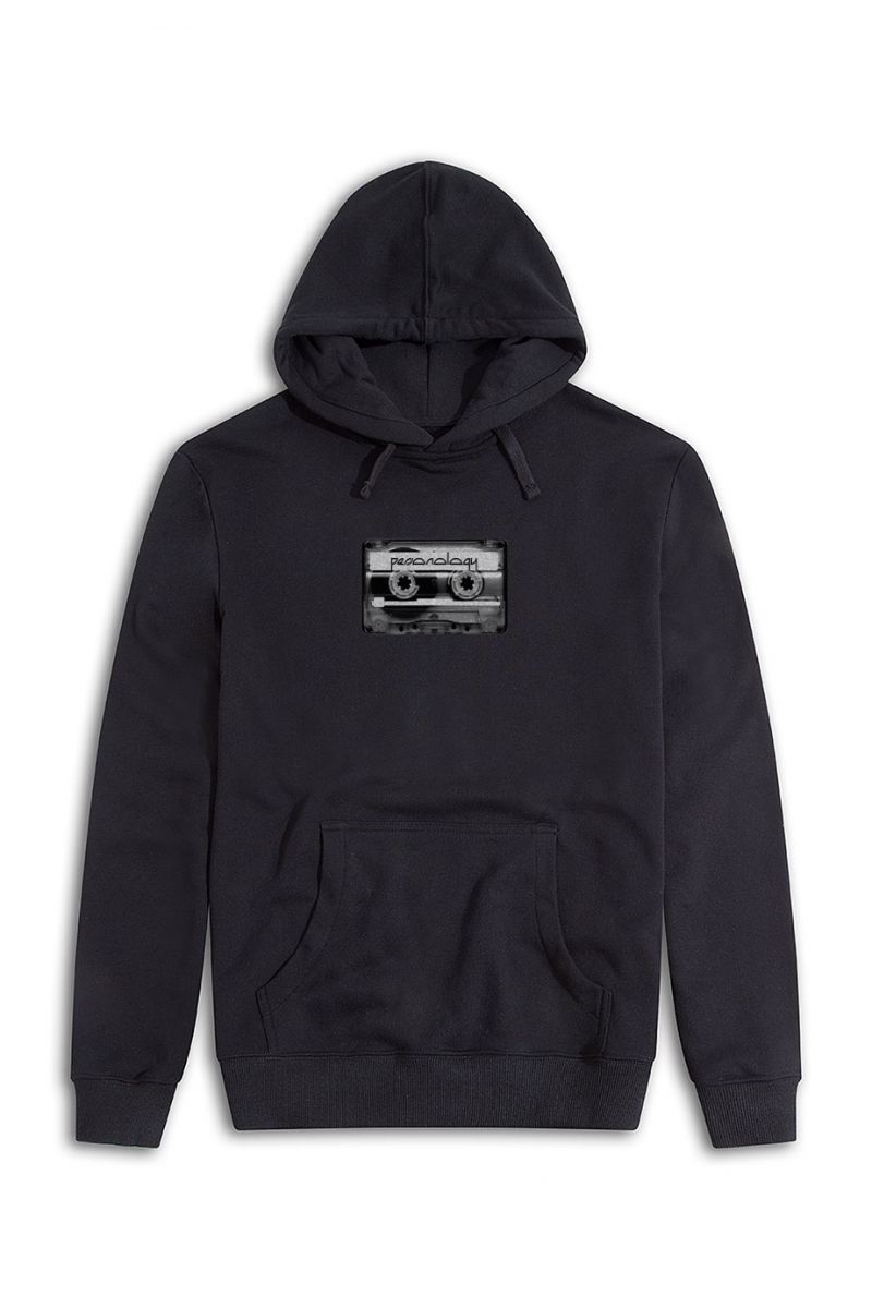 Black Premium Cotton Tape Design Pullover Hoodie