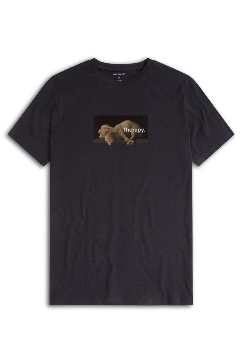 Black Soft Fabric Therapy Design Short Sleeve Tee