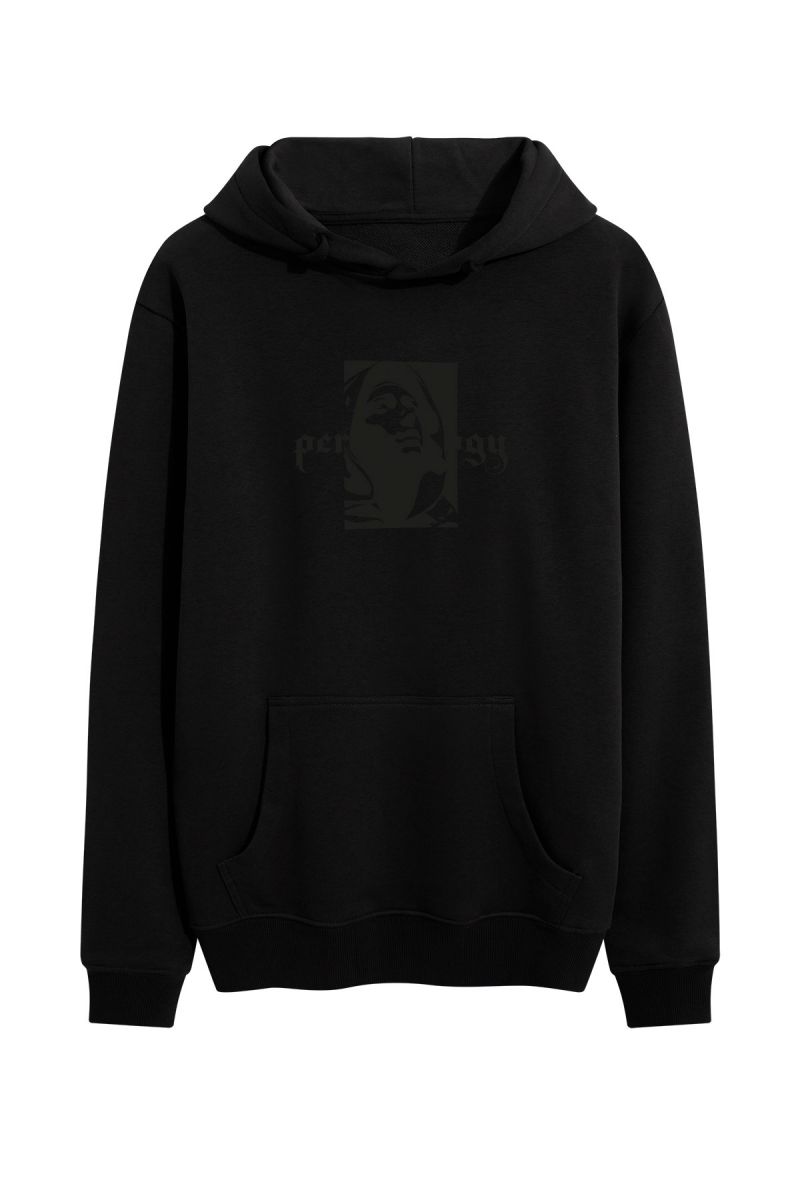 Black Premium Cotton Virgin Mary Design Pullover Hoodie