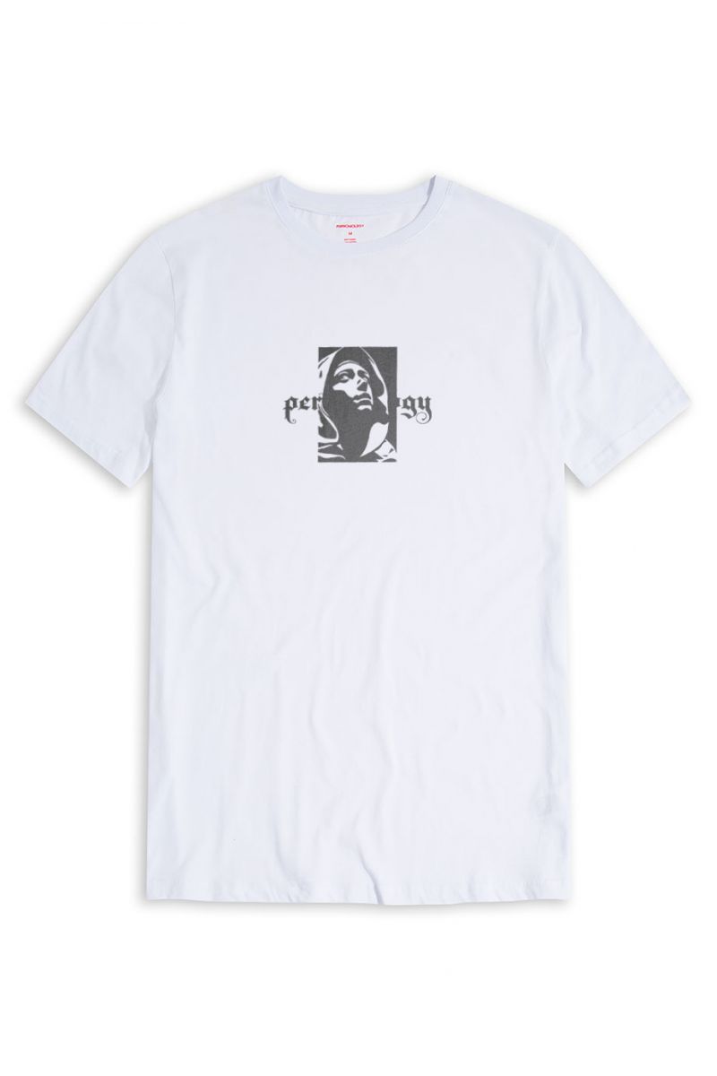 White Soft Fabric Virgin Mary Design Short Sleeve Tee