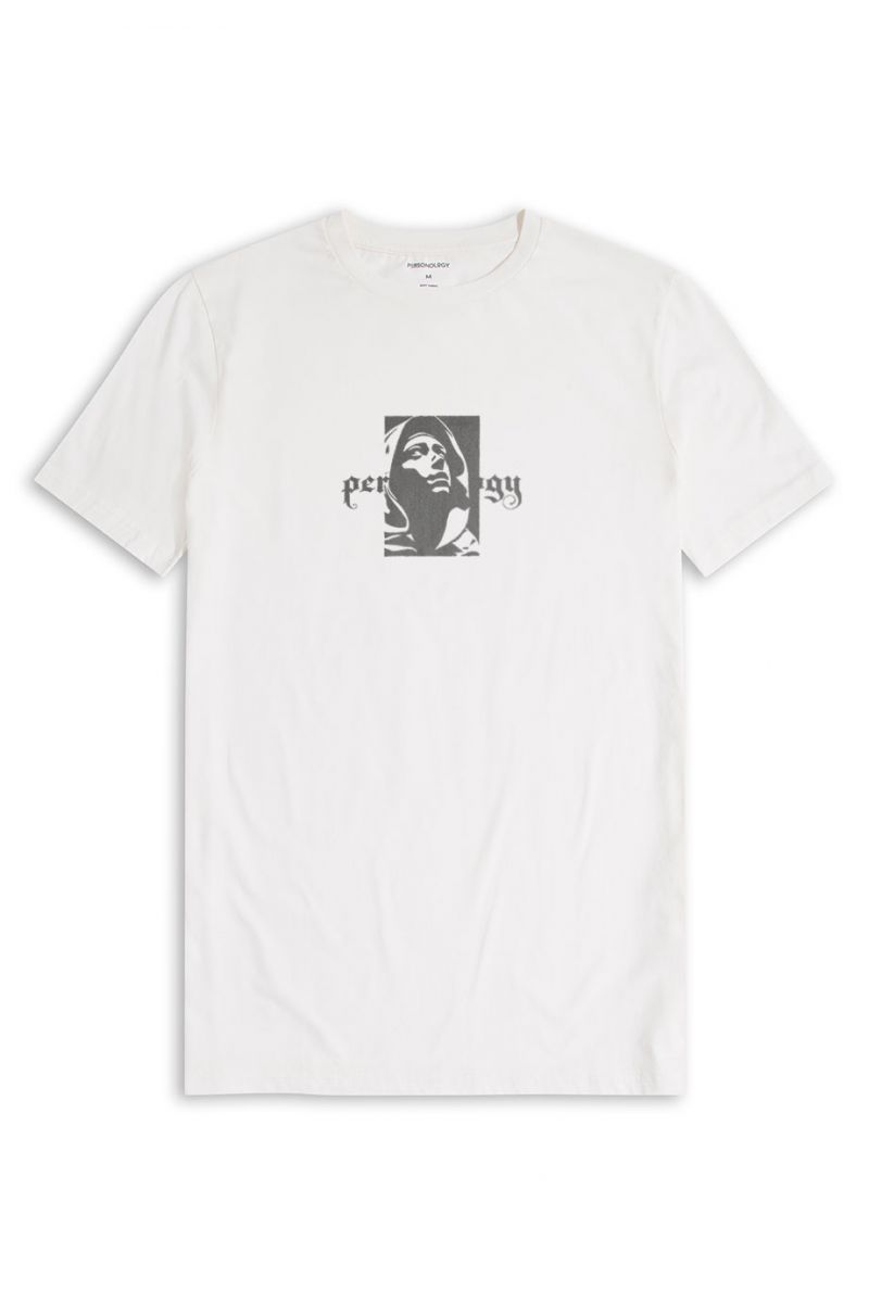 Off White Soft Fabric Virgin Mary Design Short Sleeve Tee
