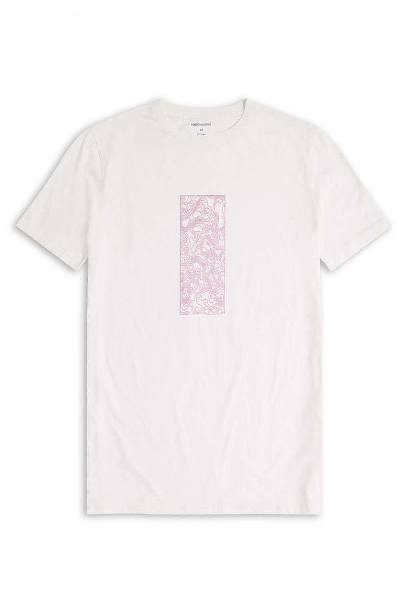 Off White Soft Fabric Wave Design Short Sleeve Tee