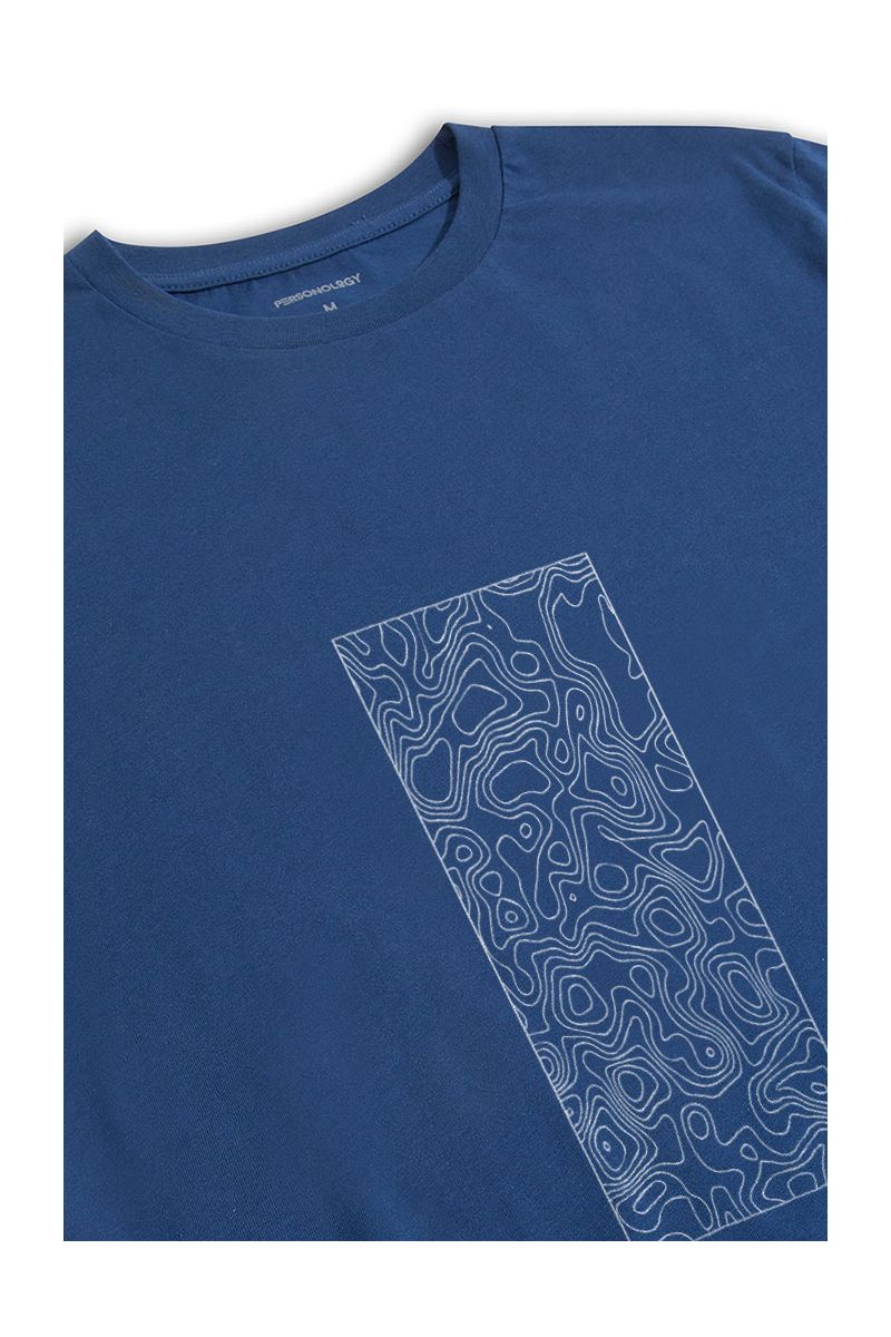 Navy Soft Fabric Wave Design Short Sleeve Tee