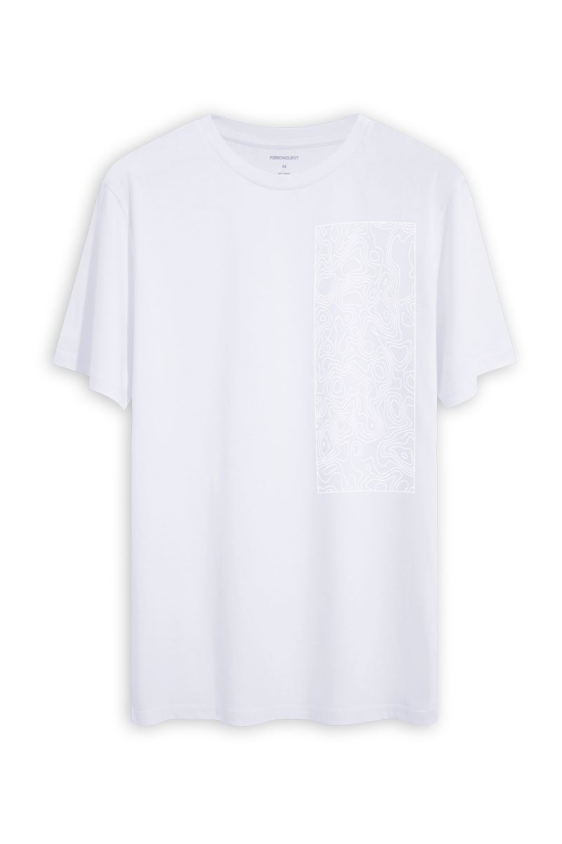 White Soft Fabric Wave Design Short Sleeve Tee