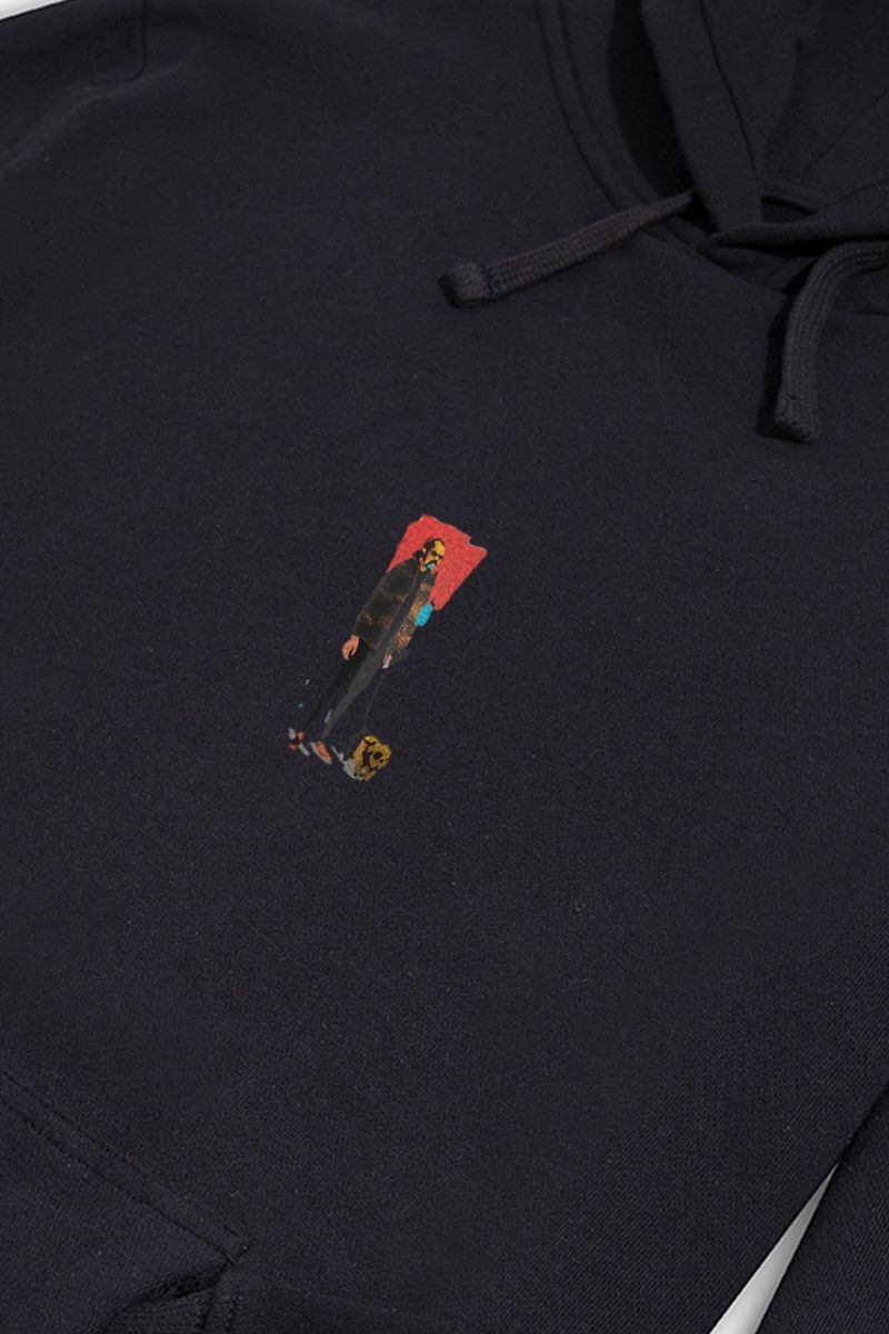 Black Premium Cotton Brian Design Pullover Hoodie