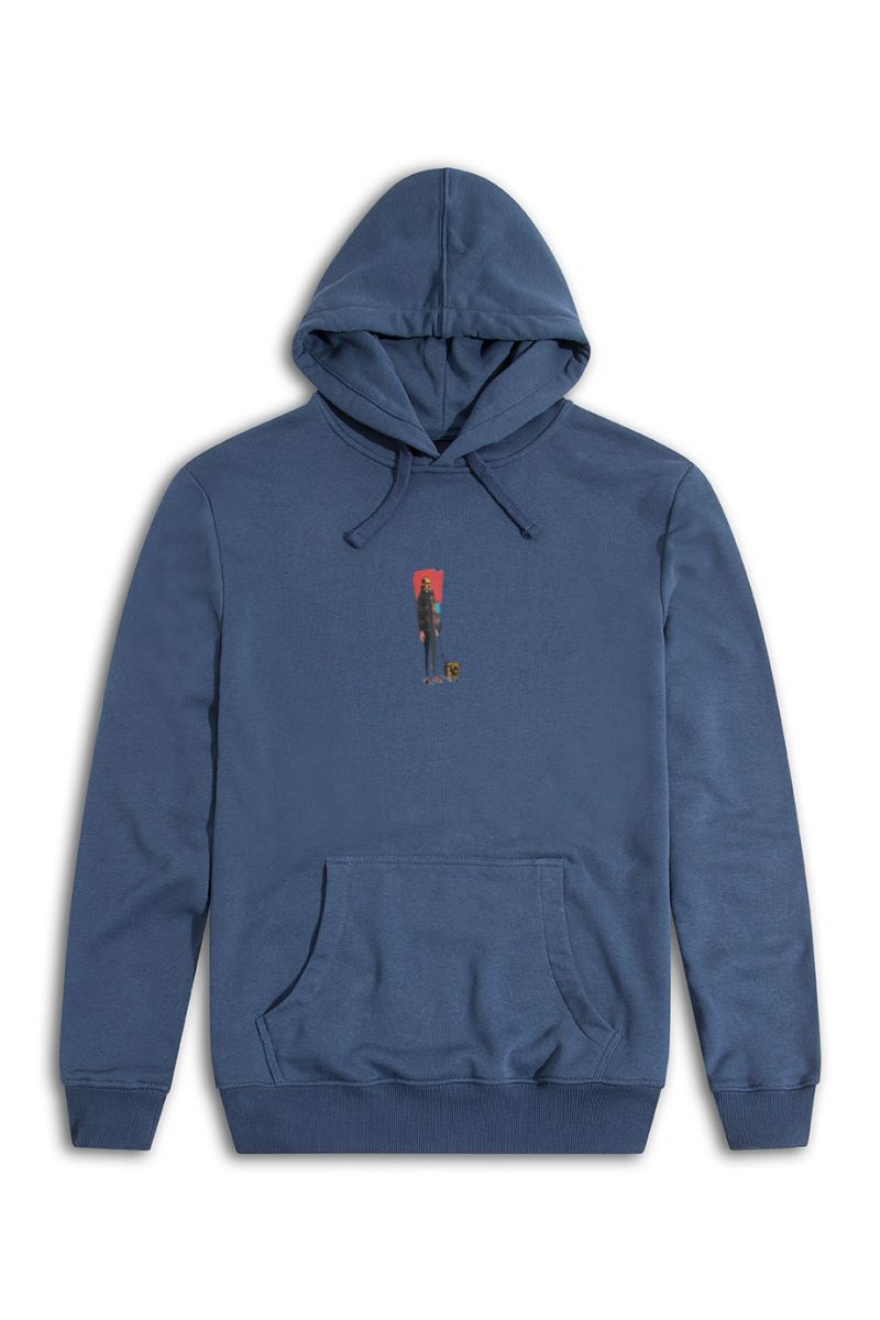 Navy Premium Cotton Brian Design Pullover Hoodie