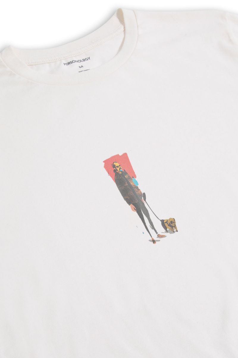 Off White Soft Fabric Brian Design Short Sleeve Tee