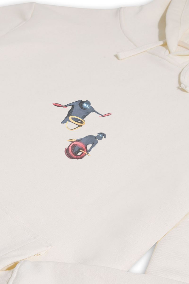 Ecru Premium Cotton Bug Design Pullover Hoodie
