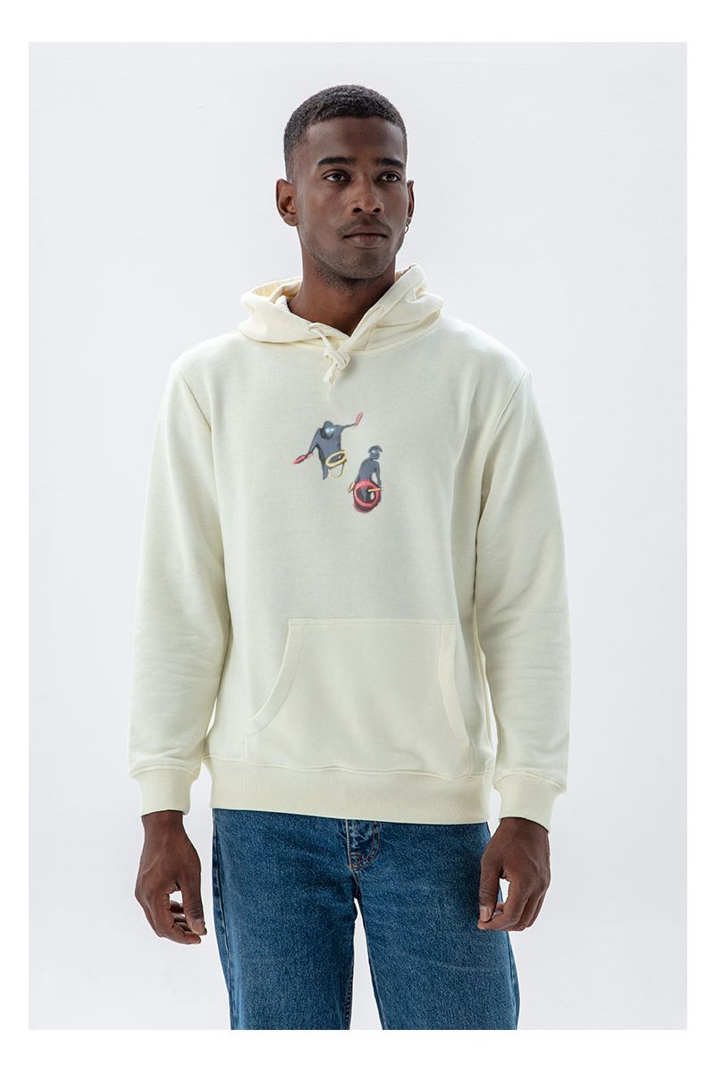 Ecru Premium Cotton Bug Design Pullover Hoodie
