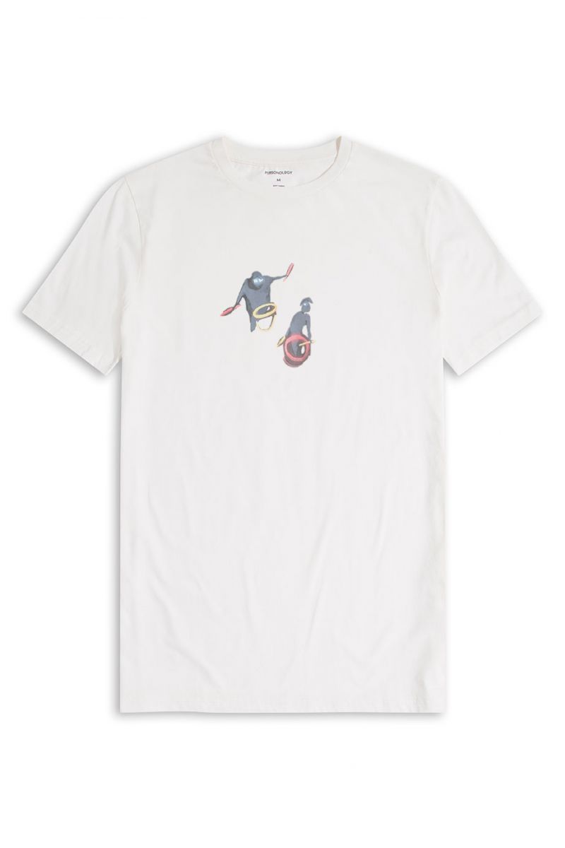 Off White Soft Fabric Bug Design Short Sleeve Tee