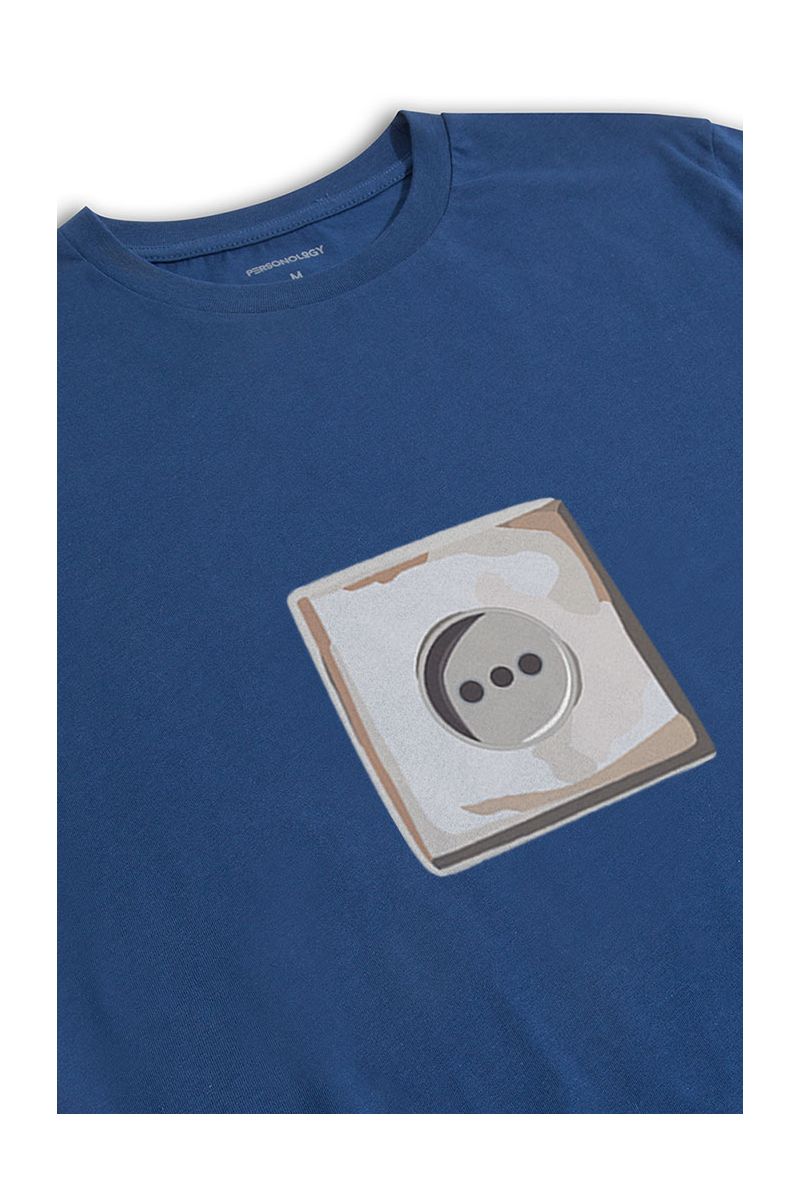 Navy Soft Fabric Connection Design Short Sleeve Tee