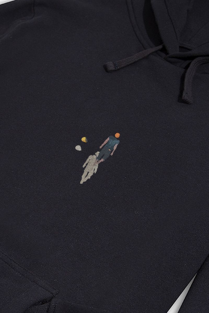 Black Premium Cotton Flugi Design Pullover Hoodie