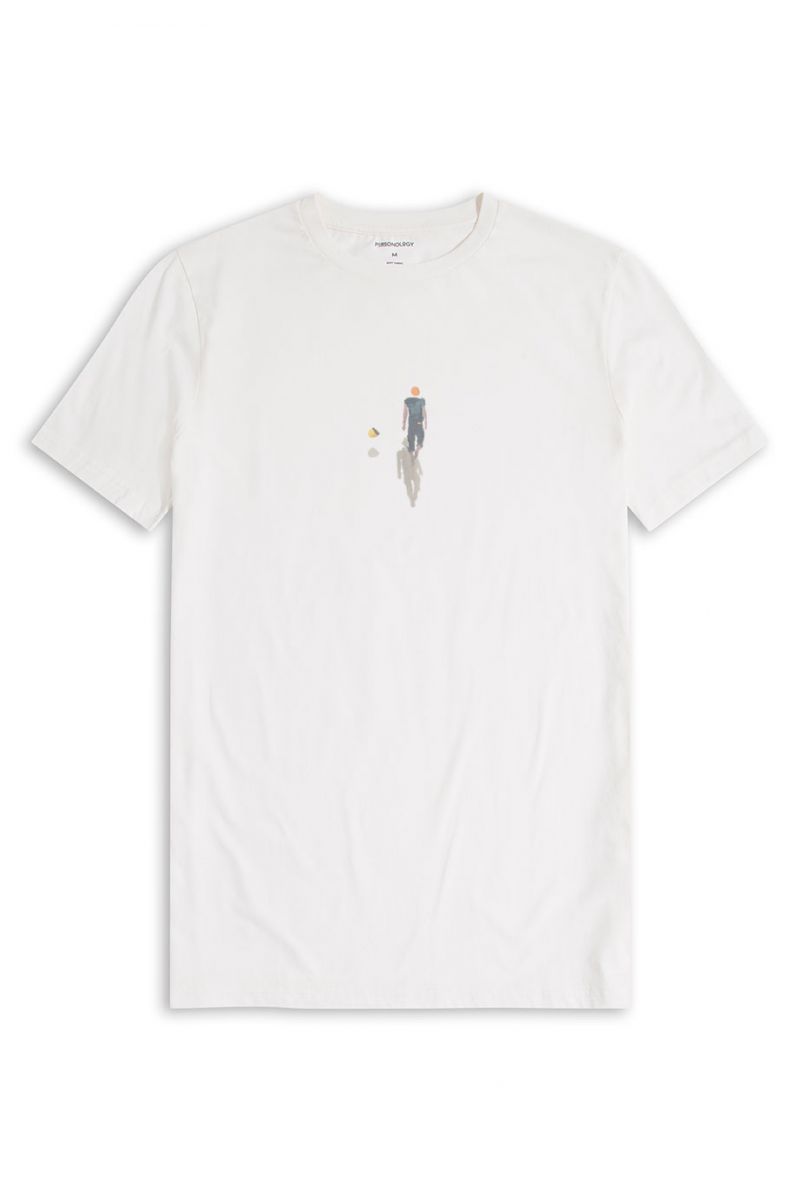 Off White Soft Fabric Flugi Design Short Sleeve Tee