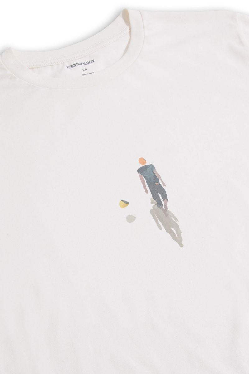 Off White Soft Fabric Flugi Design Short Sleeve Tee