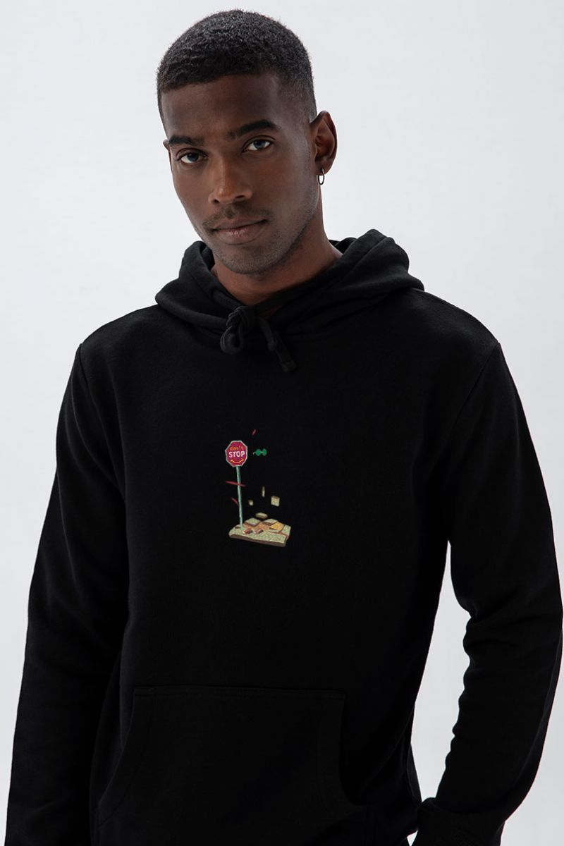Black Premium Cotton Jionda Design Pullover Hoodie