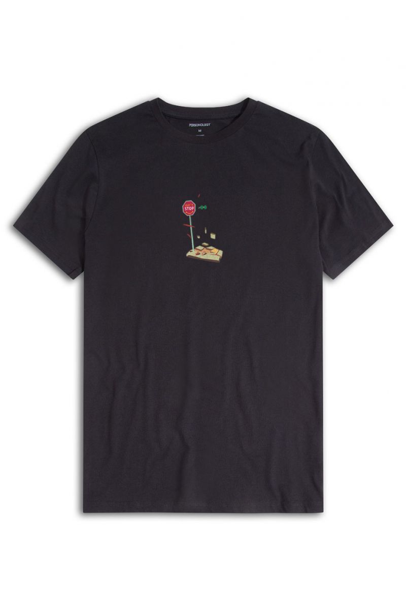 Black Soft Fabric Jionda Design Short Sleeve Tee