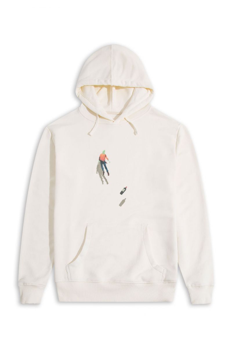 Ecru Premium Cotton Mosca Design Pullover Hoodie