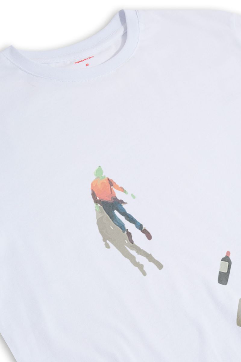 White Soft Fabric Mosca Design Short Sleeve Tee