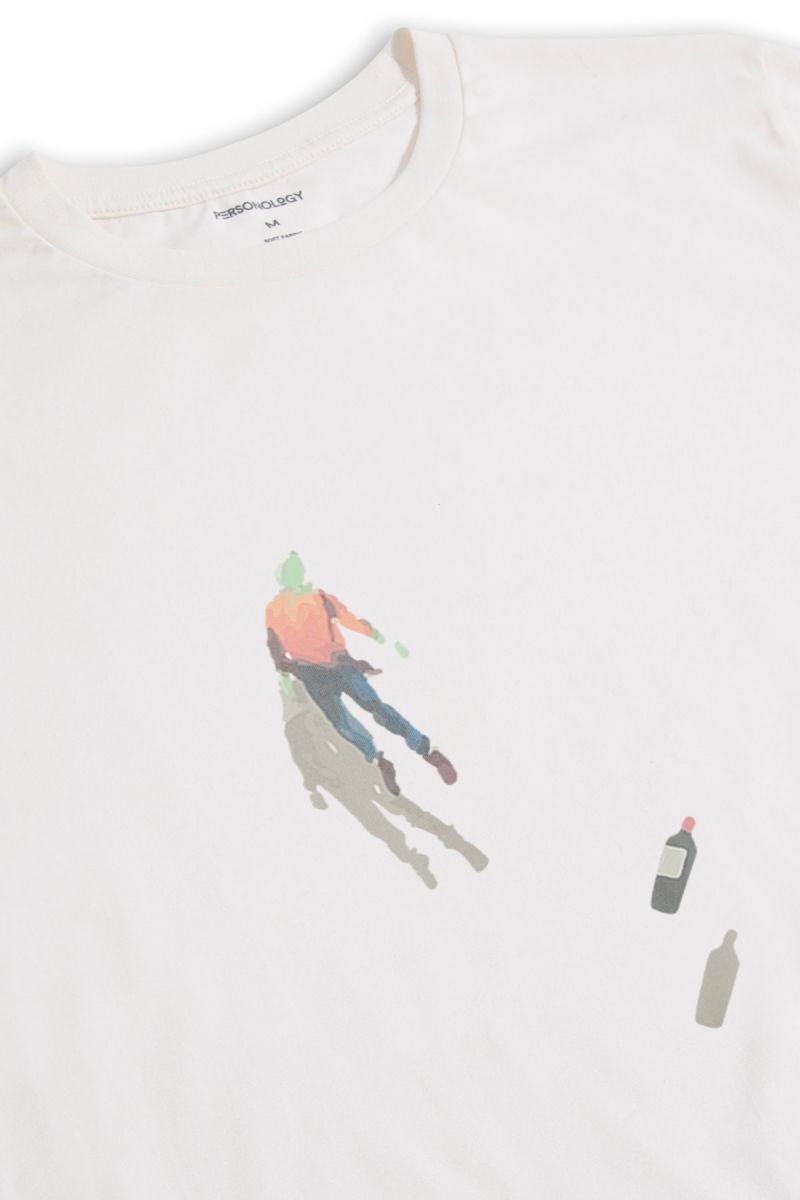 Off White Soft Fabric Mosca Design Short Sleeve Tee