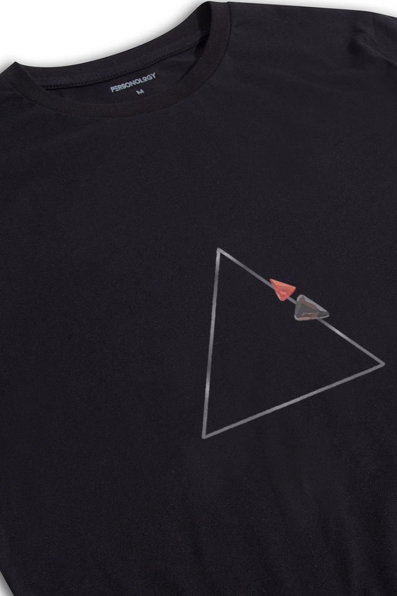 Black Soft Fabric Trikon Design Short Sleeve Tee