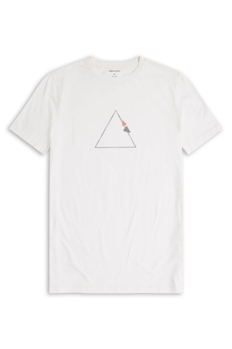 Off White Soft Fabric Trikon Design Short Sleeve Tee