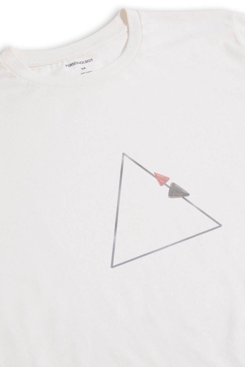 Off White Soft Fabric Trikon Design Short Sleeve Tee