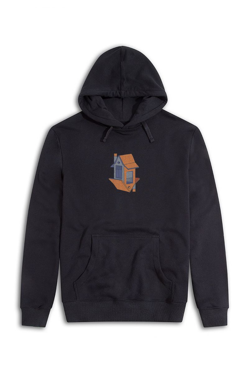 Black Premium Cotton The Land Design Pullover Hoodie