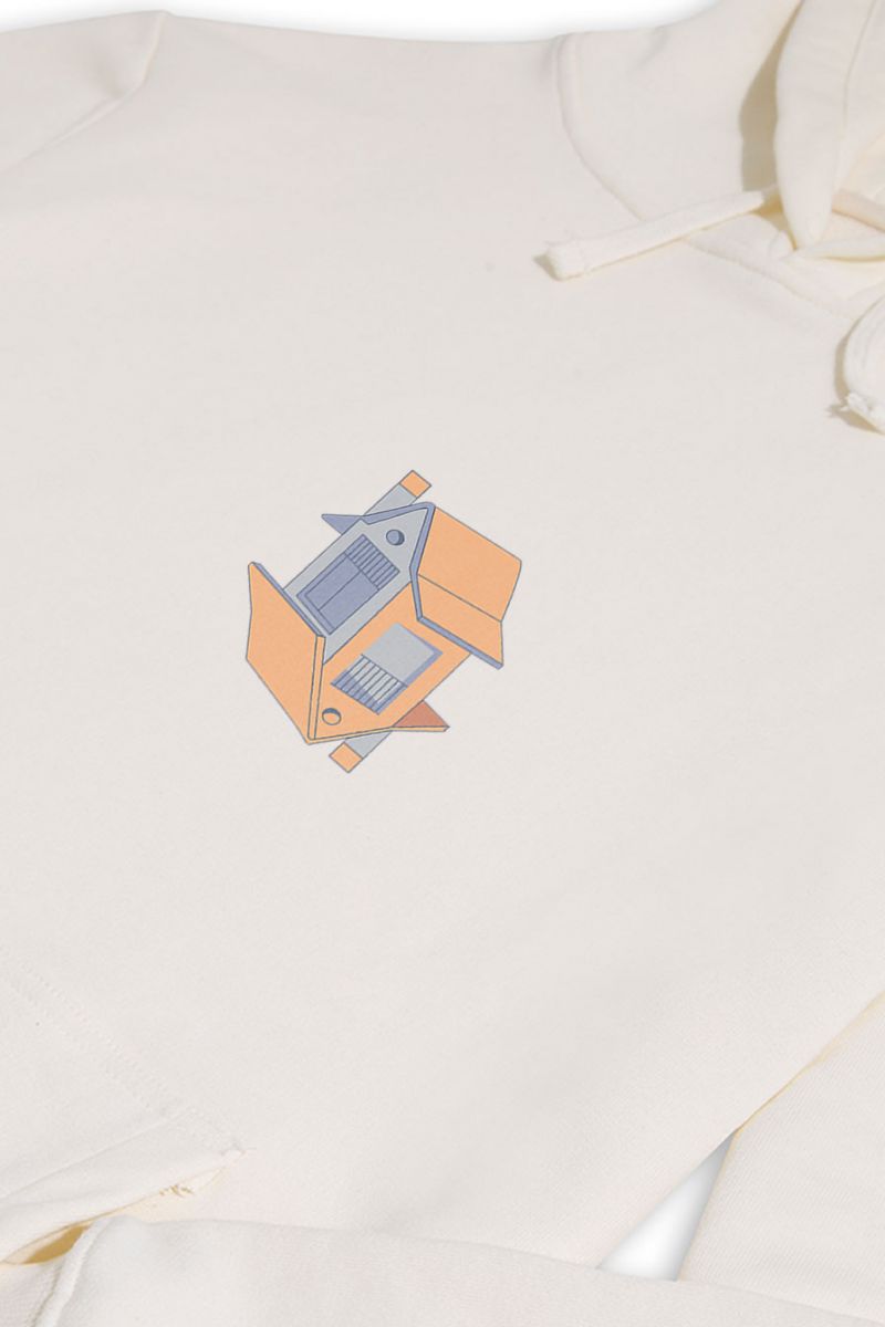 Ecru Premium Cotton The Land Design Pullover Hoodie