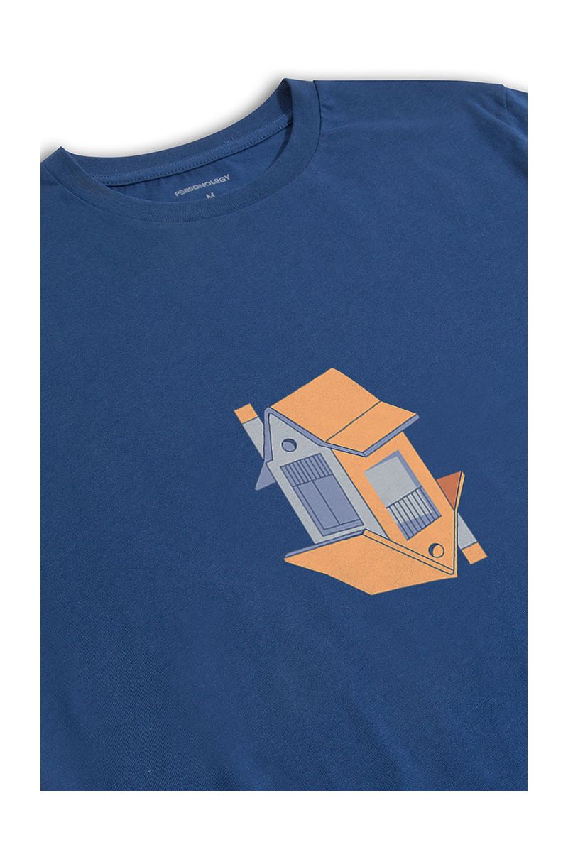 Navy Soft Fabric The Land Design Short Sleeve Tee