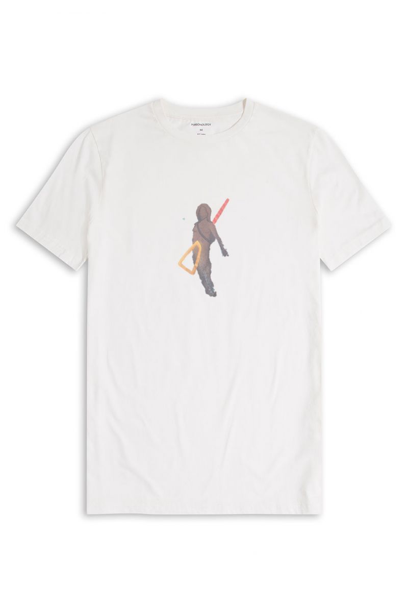 Off White Soft Fabric Sonar Design Short Sleeve Tee