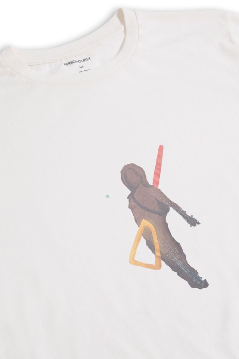 Off White Soft Fabric Sonar Design Short Sleeve Tee