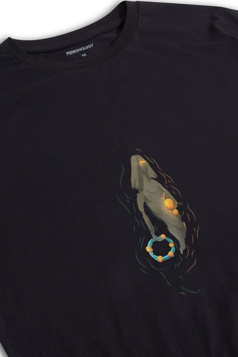 Black Soft Fabric Jung Design Short Sleeve Tee