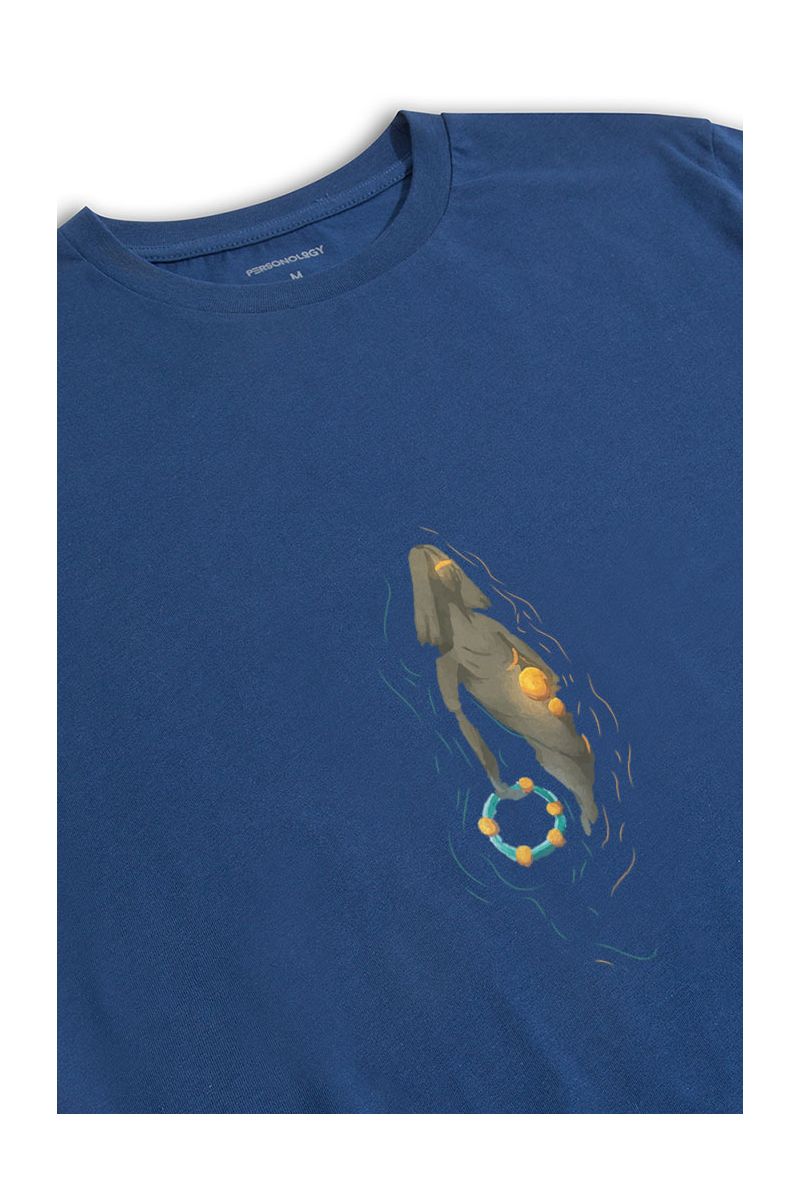 Navy Soft Fabric Jung Design Short Sleeve Tee