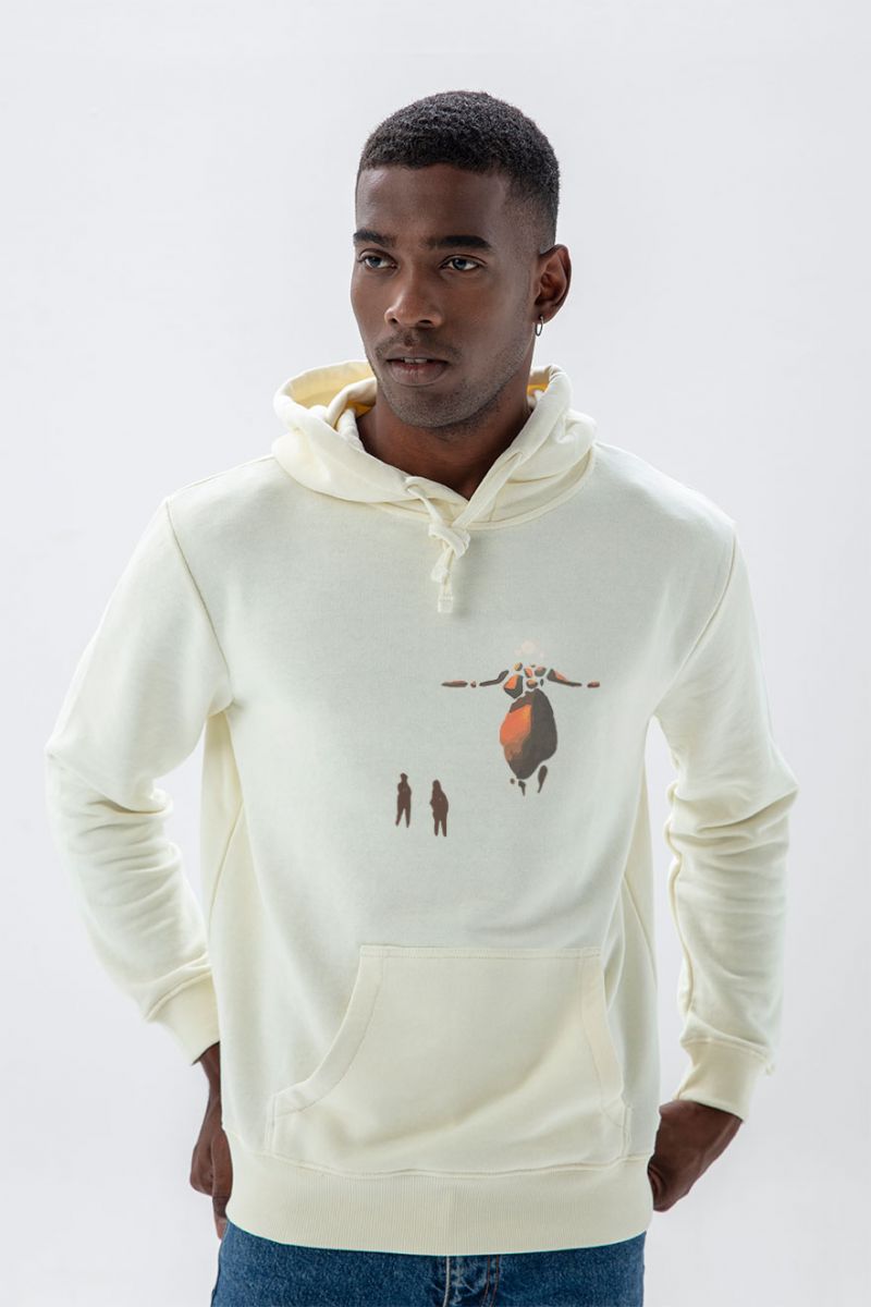 Ecru Premium Cotton Shield Maiden Design Pullover Hoodie