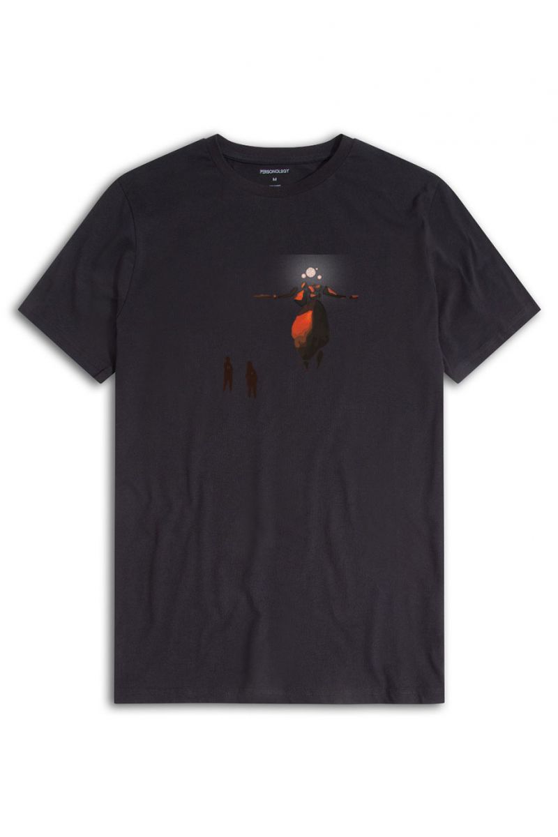 Black Soft Fabric Shield Maiden Design Short Sleeve Tee