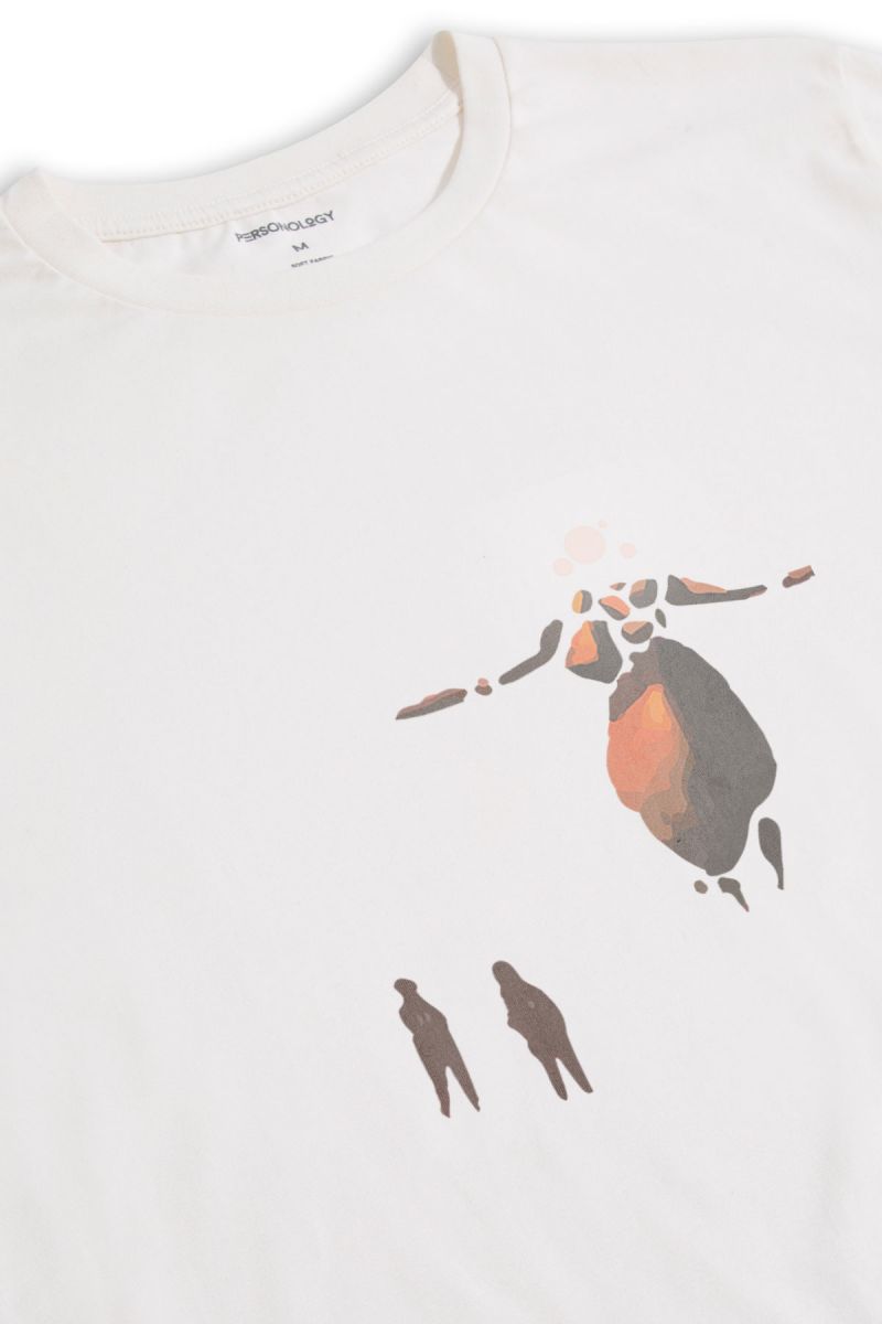 Off White Soft Fabric Shield Maiden Design Short Sleeve Tee