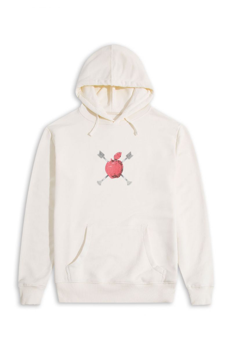 Ecru Premium Cotton Apple Design Pullover Hoodie