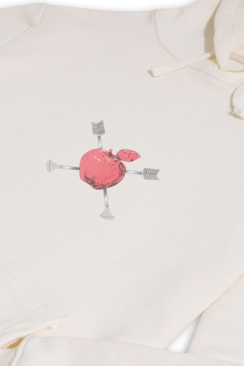 Ecru Premium Cotton Apple Design Pullover Hoodie
