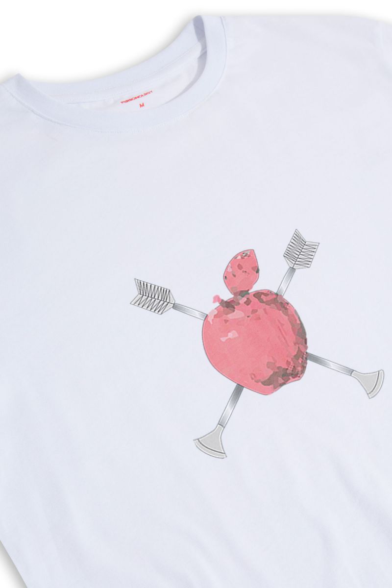 White Soft Fabric Apple Design Short Sleeve Tee