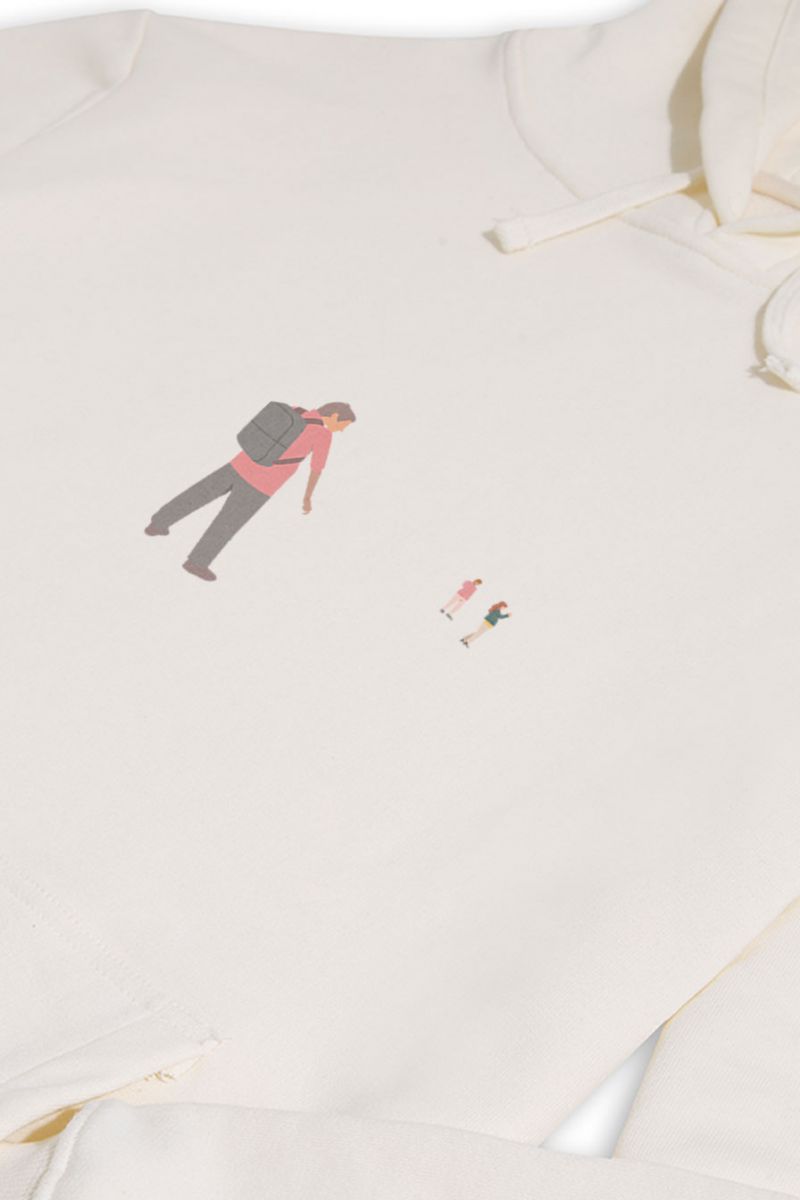 Ecru Premium Cotton Xuntos Design Pullover Hoodie